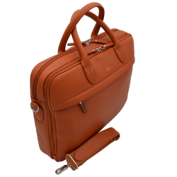 Serviette 2 soufflets 40 cm - portable 15" terracotta UPPSALA CUIR| Jump® Bagages